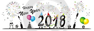 Happy New Year with firework background