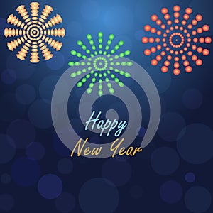 Happy new year fireworks card