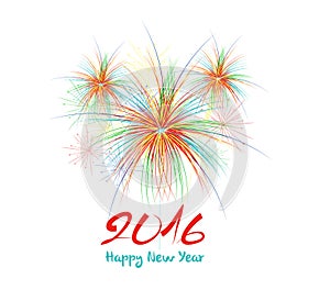 Happy new year fireworks 2016 holiday background design