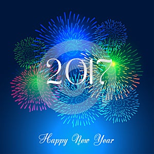 Happy new year fireworks 2017 holiday background design