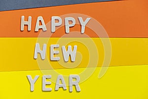 Happy new year font art colorful texting for greeting or celebrate card with colorful background,