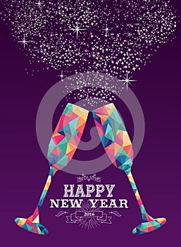 Happy new year 2016 glass triangle hipster color