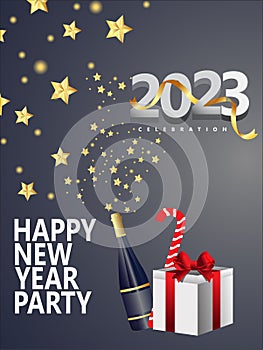 Happy new year 2023 gold and black collors photo