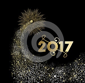 Happy new year 2017 gold firework design