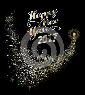 Happy New Year 2017 gold firework illustration