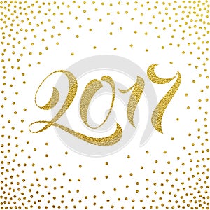 Happy New Year 2017 gold glitter greeting card photo