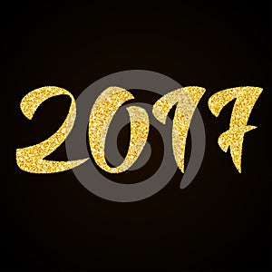 Happy New Year 2017 - gold glitter hand lettering