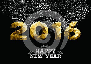 Happy new year gold low poly 2016 greeting card