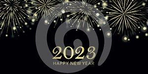 happy new year 2023 golden firework on night background