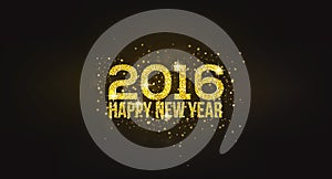 Happy New Year 2016 Golden Greeting Card