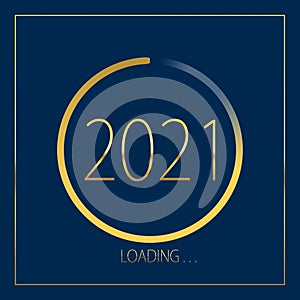 2021 happy new year golden loading progress bar isolated on blue background photo