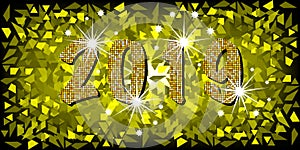 2019 Happy New Year with golden mosaic glitter texture background abstract modern style, vector illustration gold mosaic texture