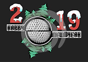 Happy new year 2019 and golf ball