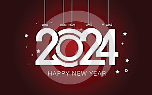 Happy New Year on gradient red background, festive holiday happy new year