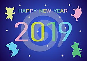 Happy new year greeting card on blue background