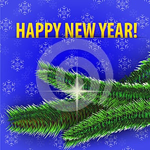 Happy New Year! greeting card on blue background