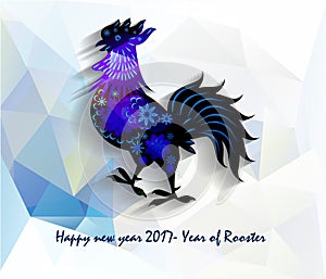 2017 Happy New Year greeting card. Celebration Chinese New Year of the Rooster. lunar new year