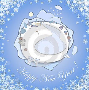 Happy New Year greeting card with Christmas Landscape.