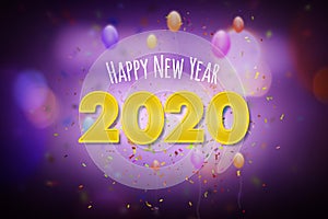 Happy New Year 2020, New Year greeting card concept