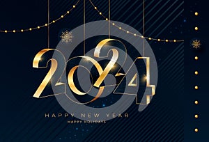 Happy New Year 2024 greeting card design template photo