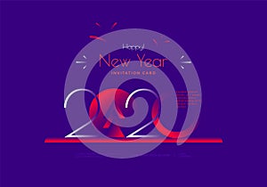 Happy New Year 2020 greeting card in duotone