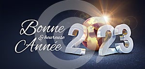 Happy New Year 2023 greeting card, in French language