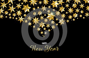 Happy New Year greeting card of gold star design