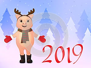 Happy new year 2019 greeting card.