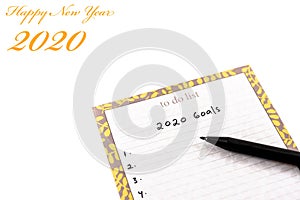 Happy new year 2020 greeting card or template with text on white background