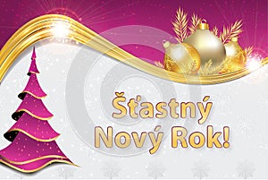 Happy New Year - greeting card with text in Czech