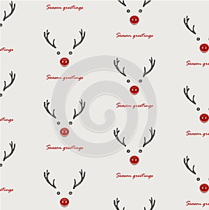 Happy new year 2021 greeting vector seamless pattern with hand drawn deer and realistic sewing button and Season greetings letteri photo