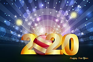 Happy new year greetings 2020 realistic illustration