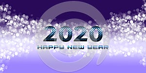 2020  Happy New Year greetings with bright blue background