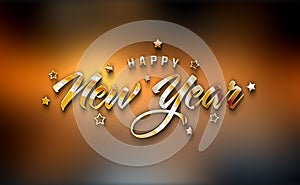 Happy New Year greetings card with glossy effect. Shiny 2024 text. 3D rendering