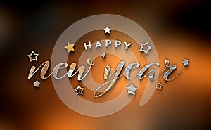 Happy New Year greetings card with glossy effect. Shiny 2024 text. 3D rendering