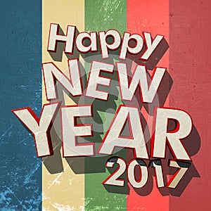 Happy New Year 2017 grunge colorful stripes