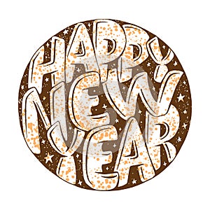 Happy New Year hand drawn lettering for card.