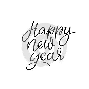 Happy New Year Hand Lettering Greeting Card. Vector Illistration. Modern Calligraphy.