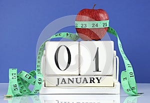 Happy New Year healthy slimming weight loss or good health resolution