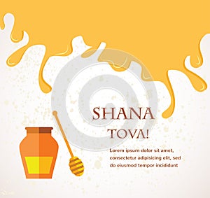 Happy New Year (Hebrew) Rosh Hashana greeting card with leaking honey.