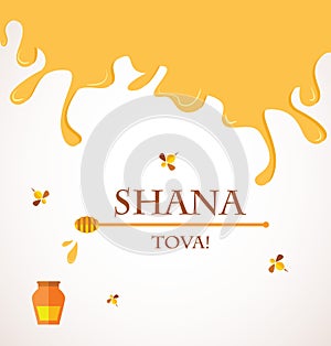 Happy New Year (Hebrew) Rosh Hashana greeting card with leaking honey.