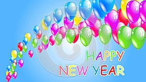 Happy new year. holiday background with flying balloons