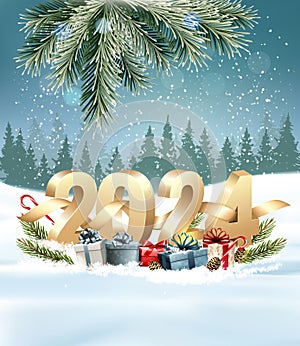 Happy New Year Holiday background with gift boxes