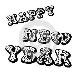 Happy New Year Isolated Coloring Page for Kids