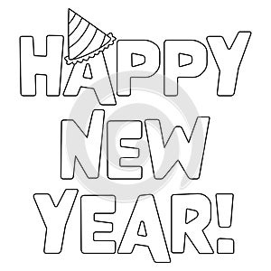 Happy New Year Isolated Coloring Page for Kids