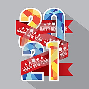 2021 Happy New Year Label Badge Vector
