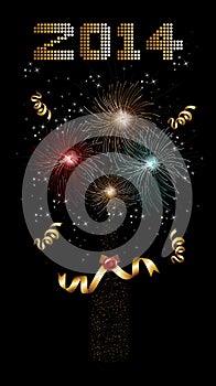 Happy new year 2014 led and fireworks background