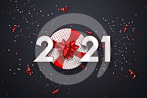 Happy New Year, Lettering 2021 creative background festive banner. Year of the white bull, flyer, poster. 3D illustration, 3D