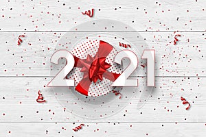 Happy New Year, Lettering 2021 creative background festive banner. Year of the white bull, flyer, poster. 3D illustration, 3D