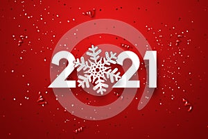 Happy New Year, Lettering 2021 creative background festive banner. Year of the white bull, flyer, poster. 3D illustration, 3D